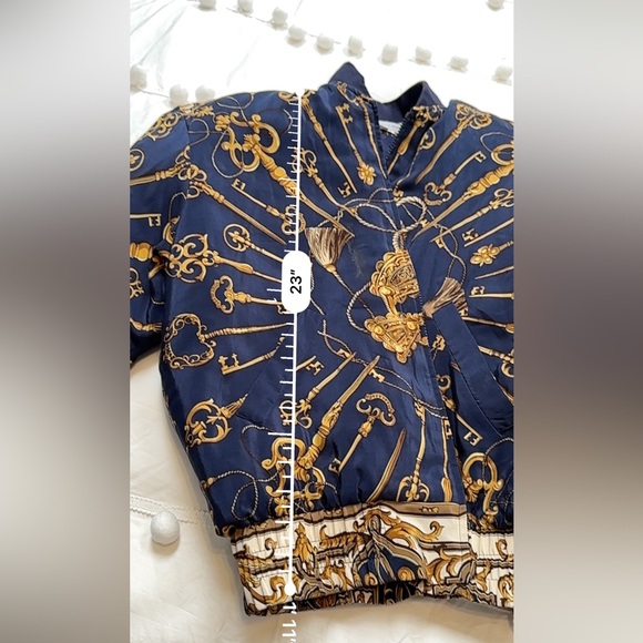 Vintage Baroque print silk bomber jacket - Picture 7 of 7